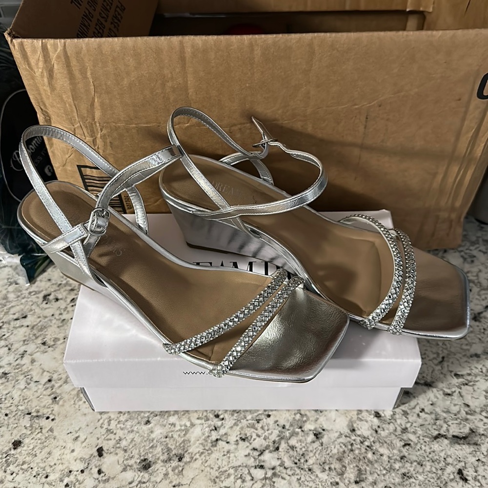 Size 9 Silver Wedge Sandals